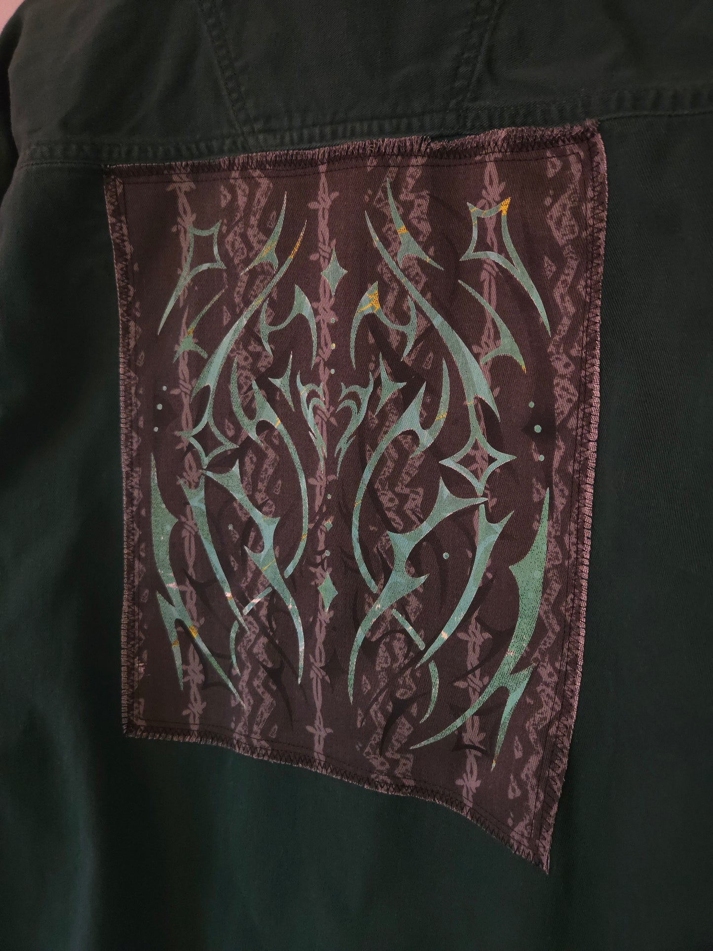 Skull Collage Green Button Up LONG SLEEVE SHiRT