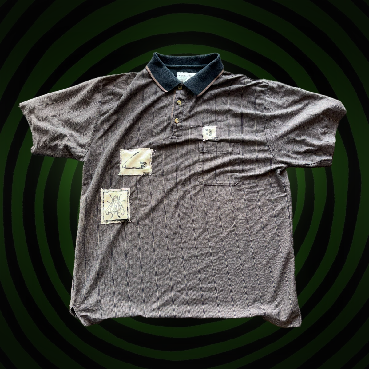 Safety Pin and Fly Upcycled Short Sleeve Collared SHIRT by Start Over Studio