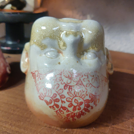 Red Lace Beeb Head Ceramic VOTIVE Candle HOLDER