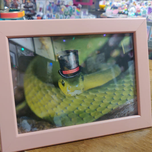 Top Hat Snake Framed Collage Art by @draculadco