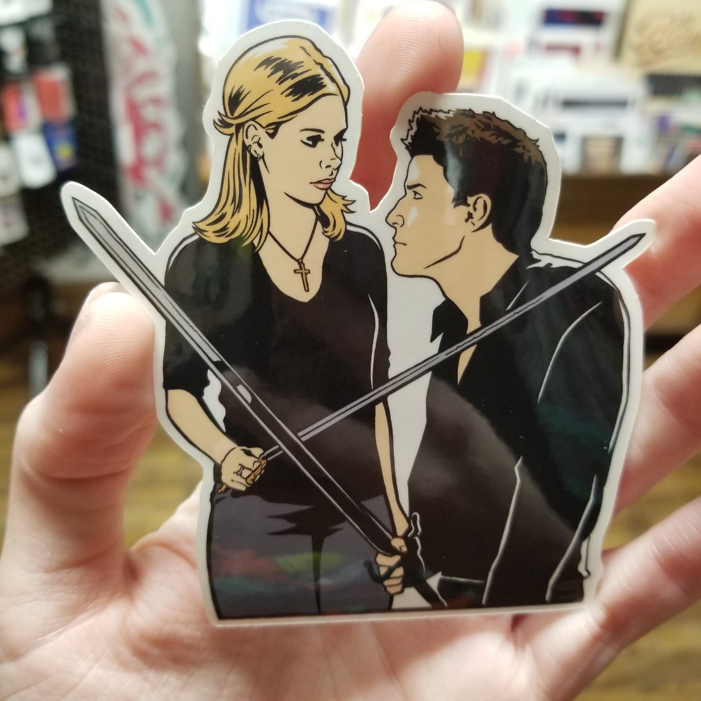 Buffy vs Angelus STICKER By Slayerfest 98
