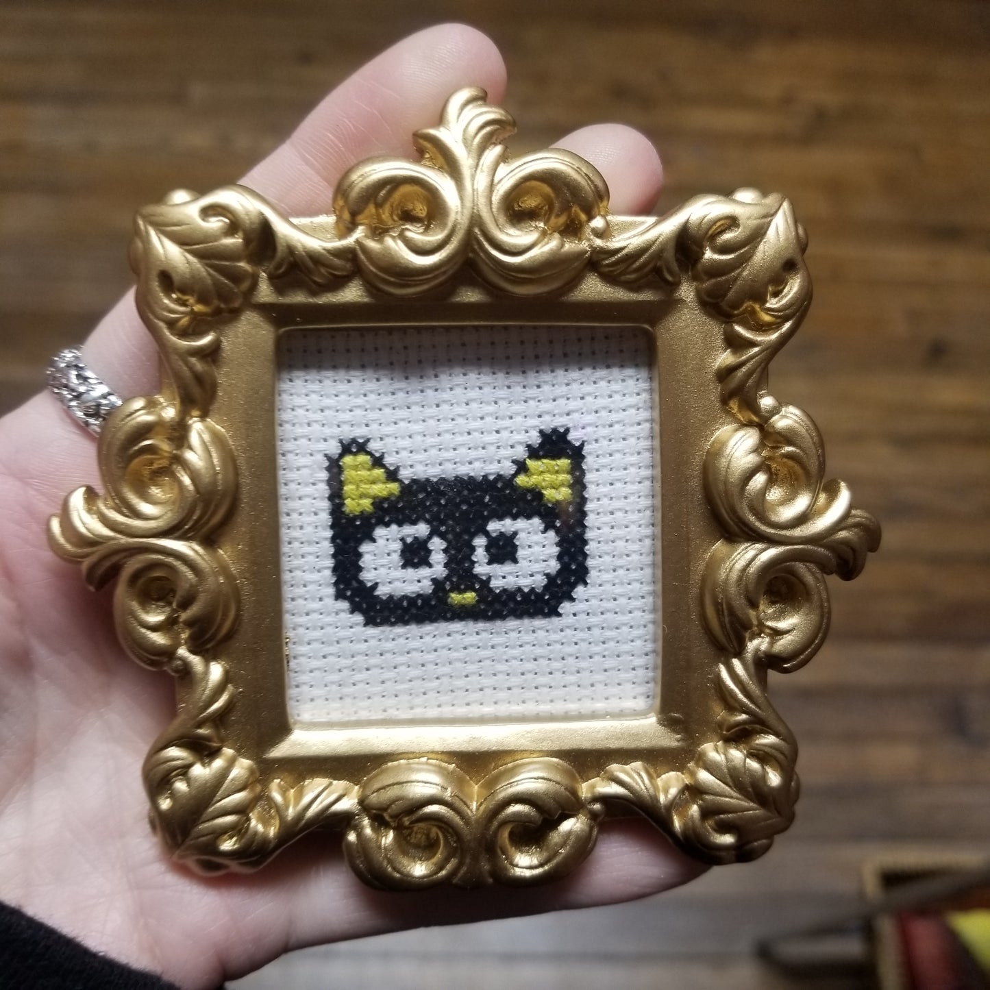 Black Cat Small Framed Cross-Stitch