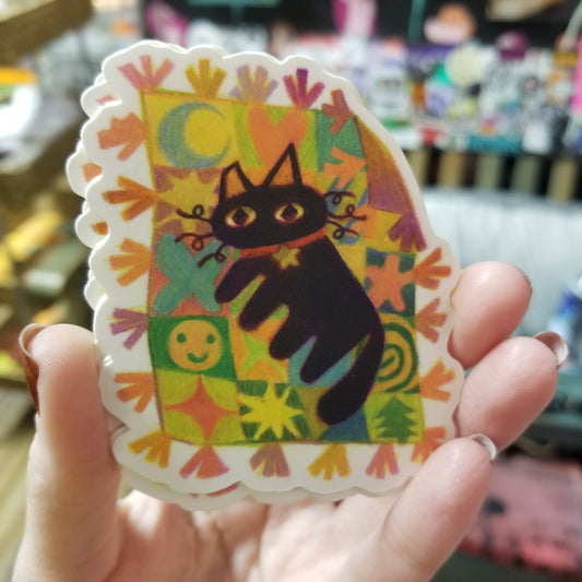 Cat with Curly Whiskers STICKER