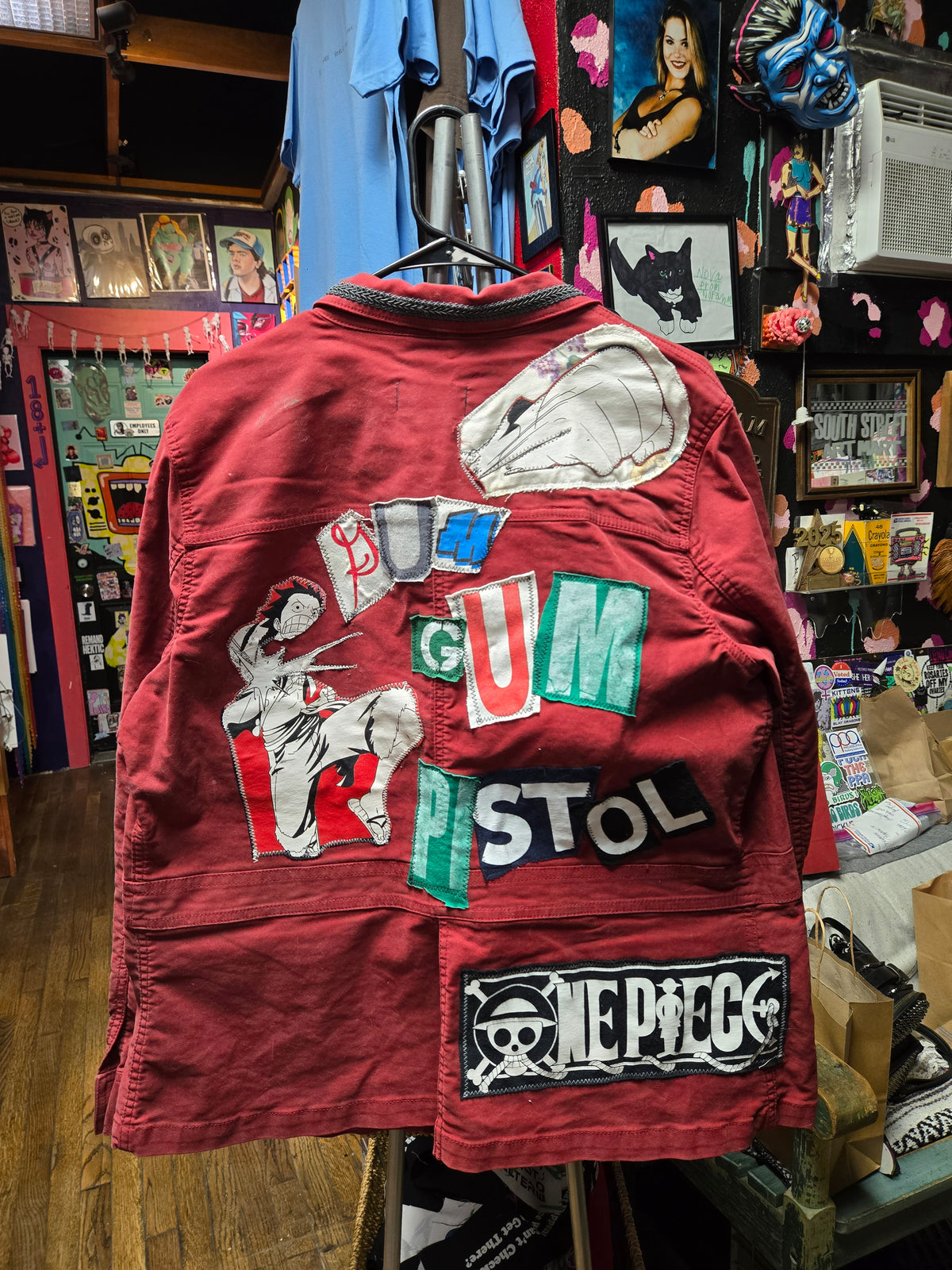 Gum Gum Pistol Customized Upcycled Burgundy Jacket