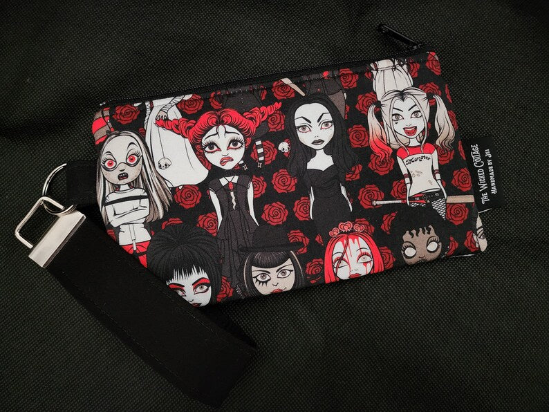 Horror Gals Small Wristlet Zipper BAG / Pencil Case, etc.