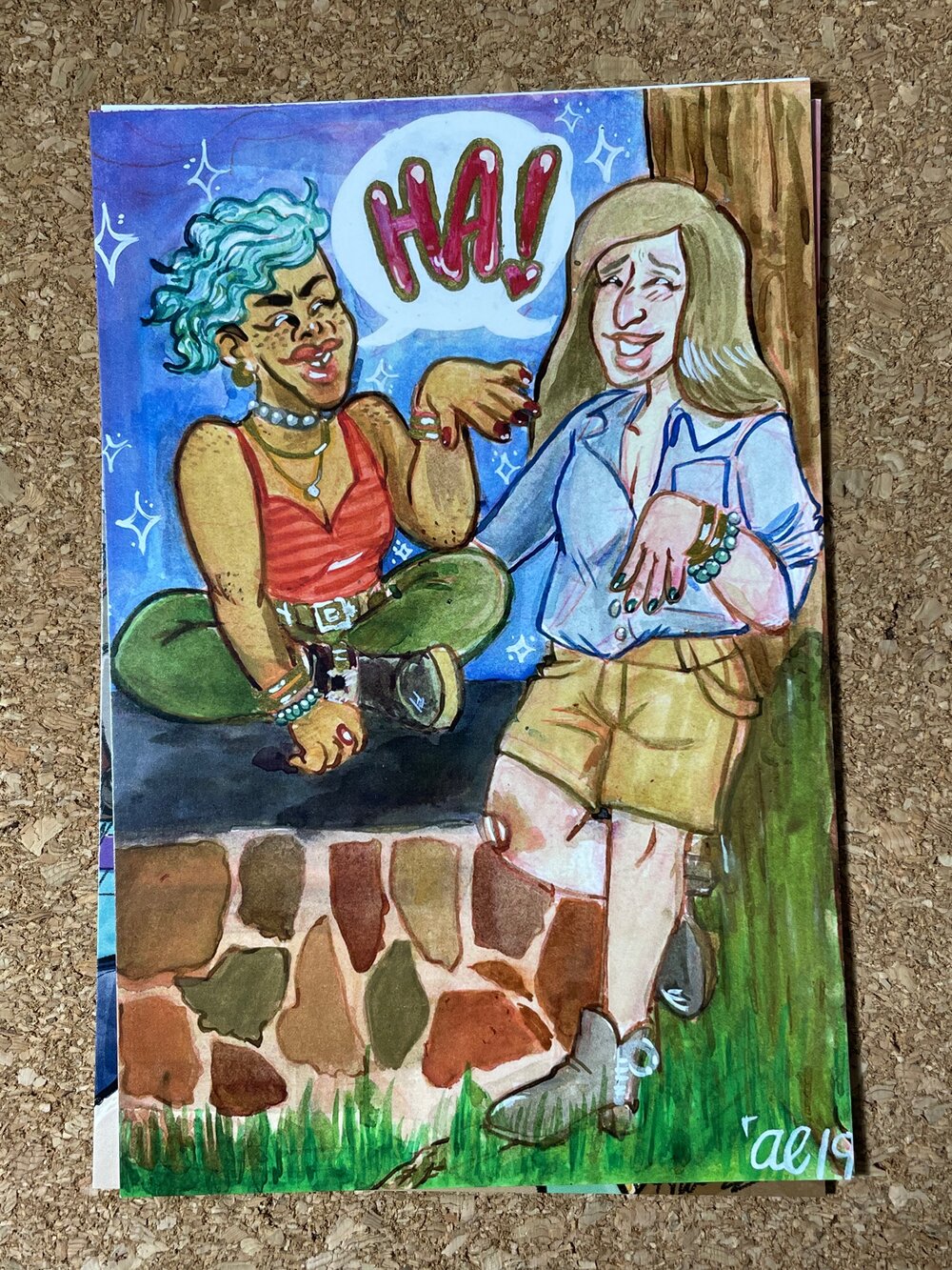 Night Things Gals Ha! POSTCARD / Small PRiNT by Alaina Ewins