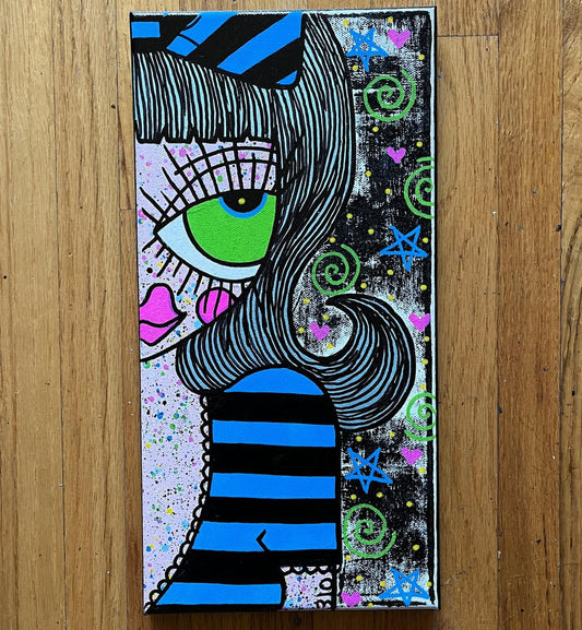 Big Bow Beauty ORIGINAL Canvas Painting by Little Punk People