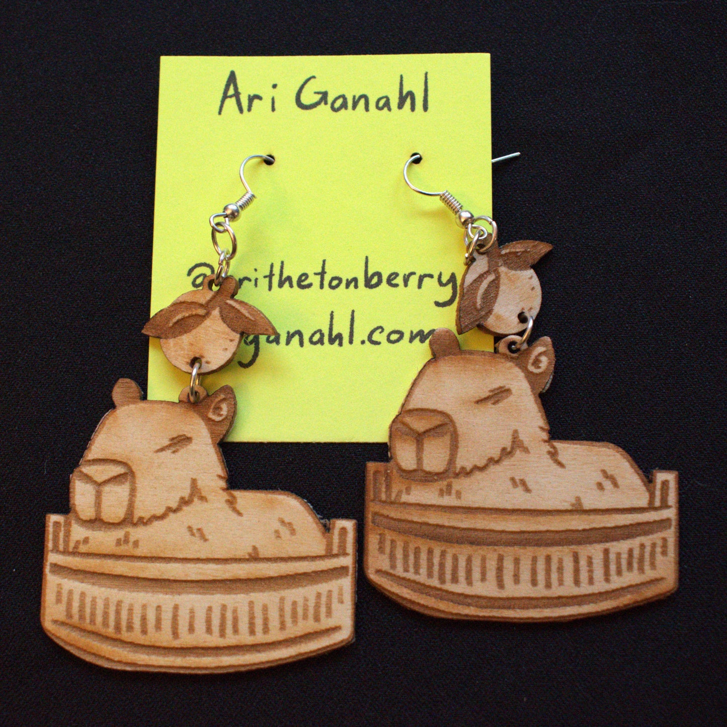 Wooden Capybara EARRiNGS