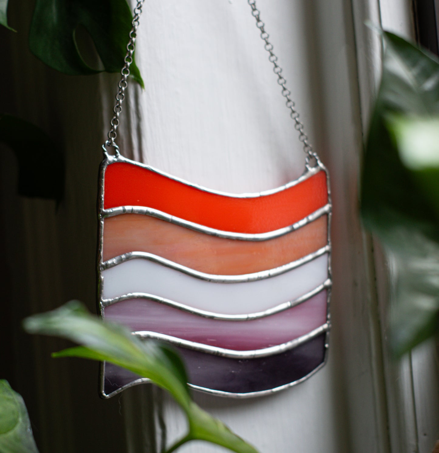 Lesbian Pride Flag HANGING STAINED GLASS