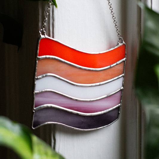 Lesbian Pride Flag HANGING STAINED GLASS