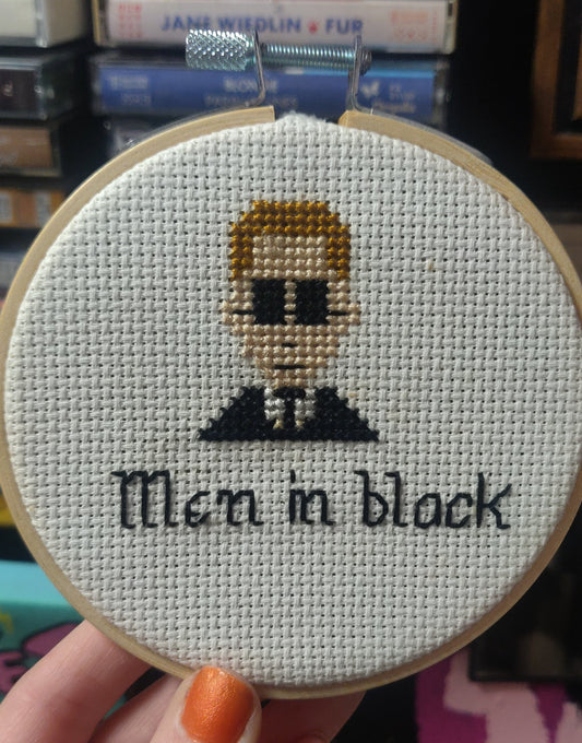 Men in Black CROSS STiTCH HOOP by Stitched and Bewitched