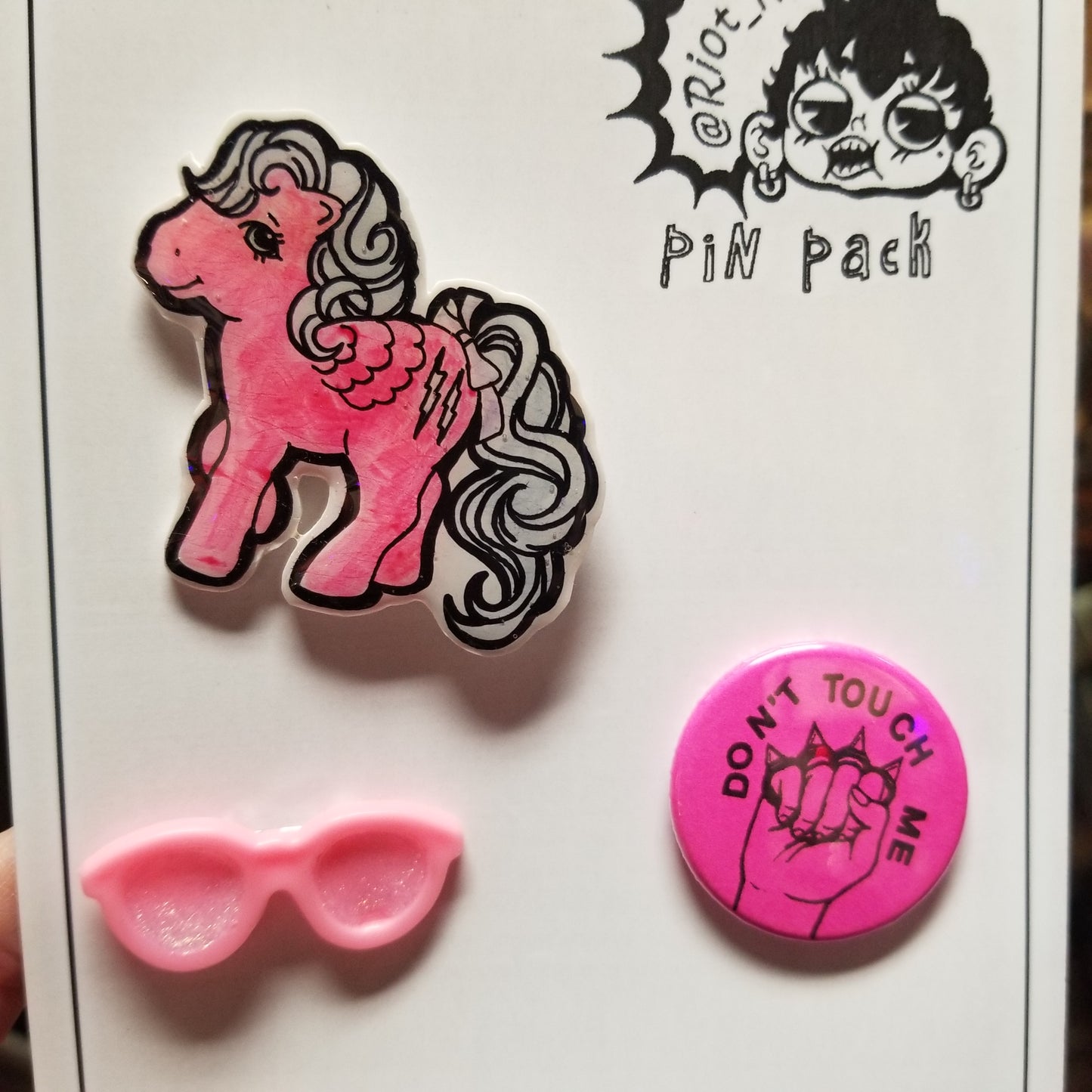 Pony / Sunglasses/ Pin Back Button PIN PACK by Riot NJ