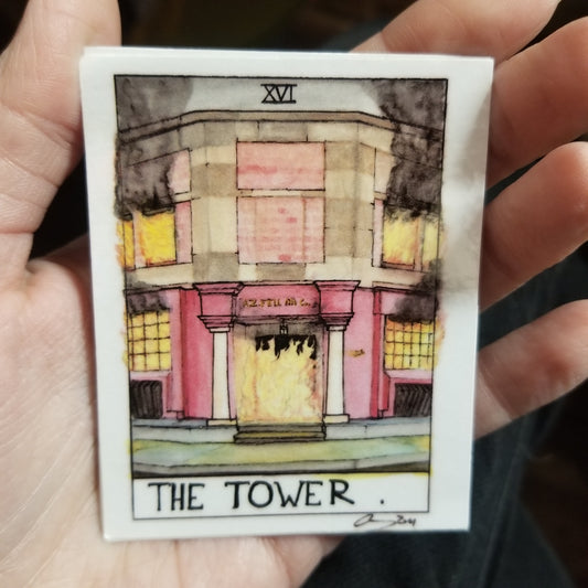 The Tower Tarot STICKER by Christopher Walter Art