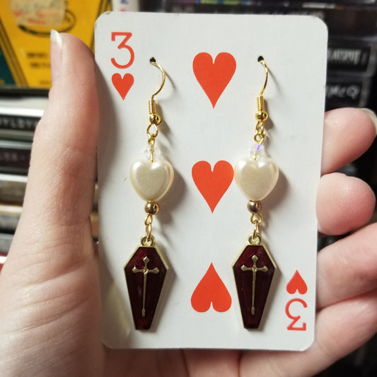 Hearts and Coffins EARRINGS by Skullduggery Studio