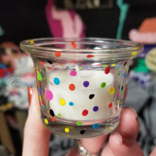 Polka Dots Tea Light CANDLE + HOLDER by Sick Wax World