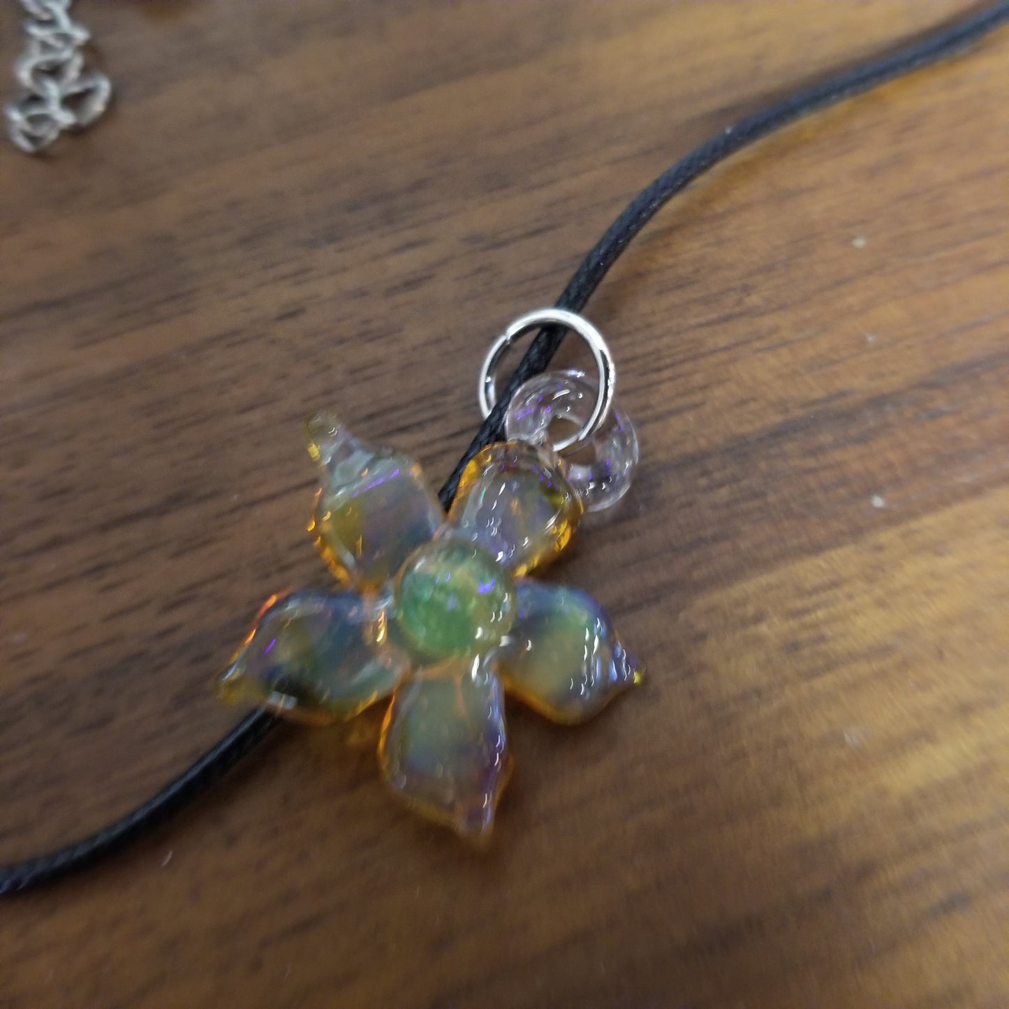 Flower Blown Glass Pendants NECKLACE by W.C. Glass