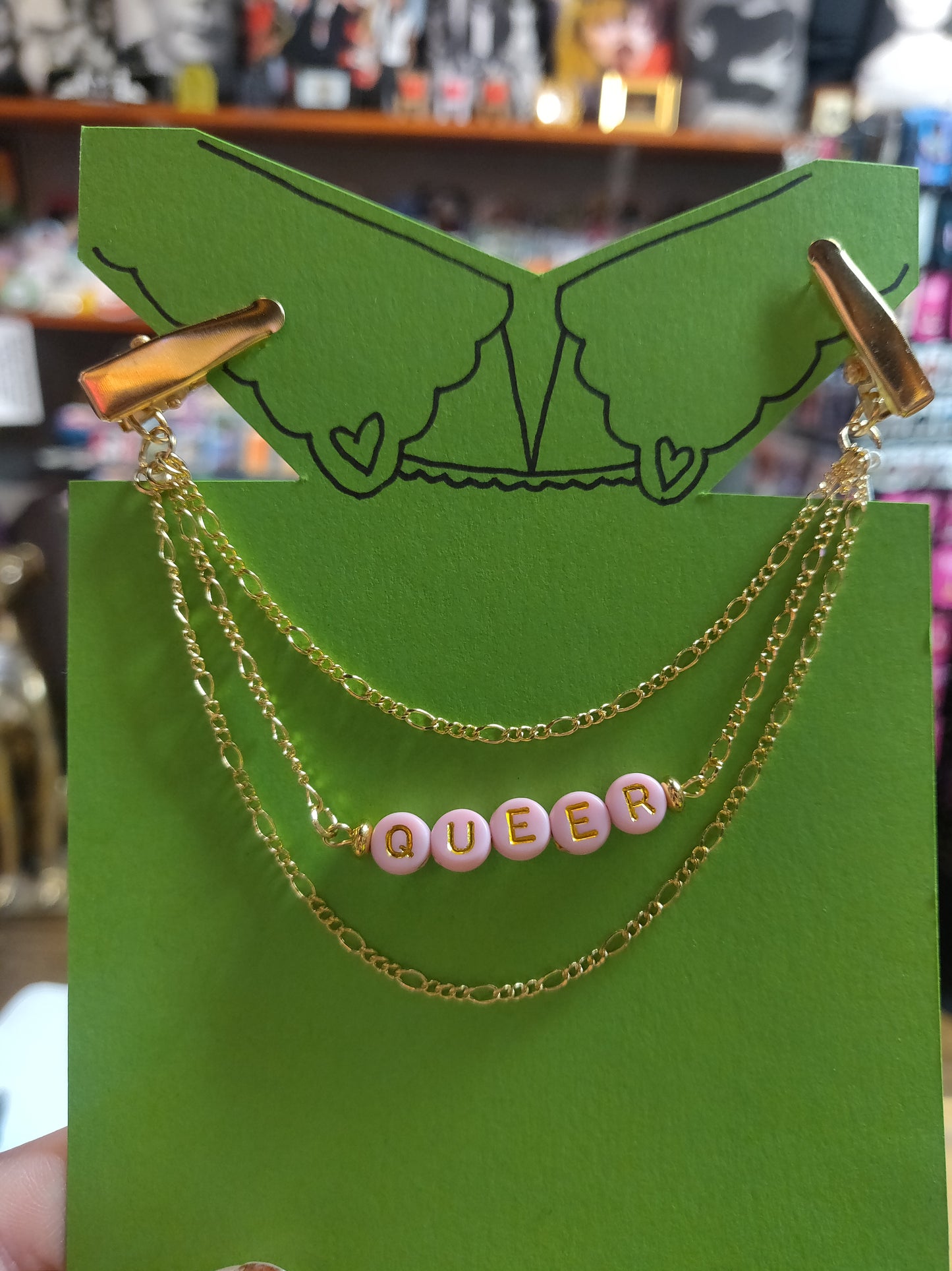 Queer (gold + pink) COLLAR CLiP CHAiN