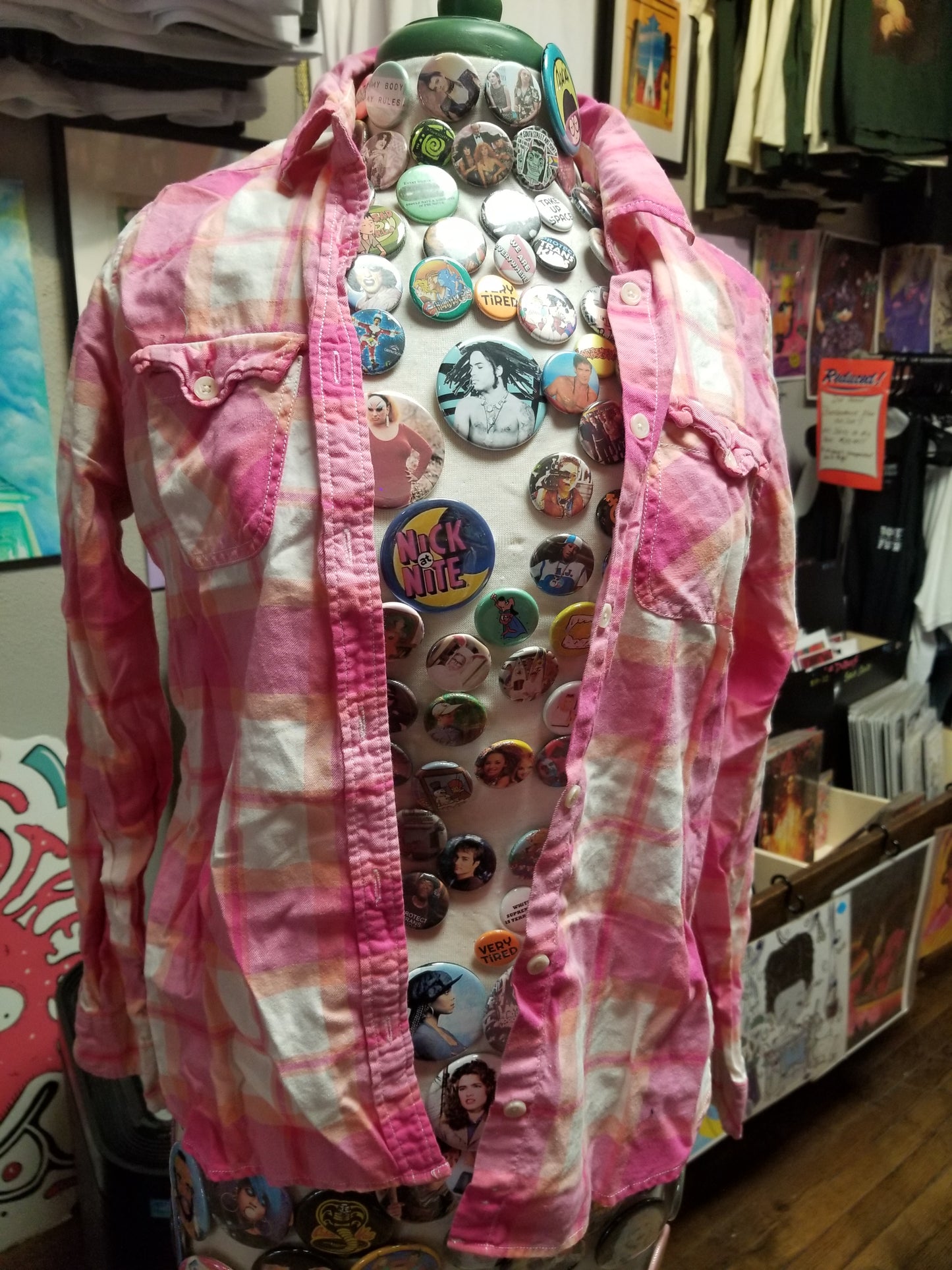 Shirley Manson Customized Upcycled Plaid Long Sleeve Shirt