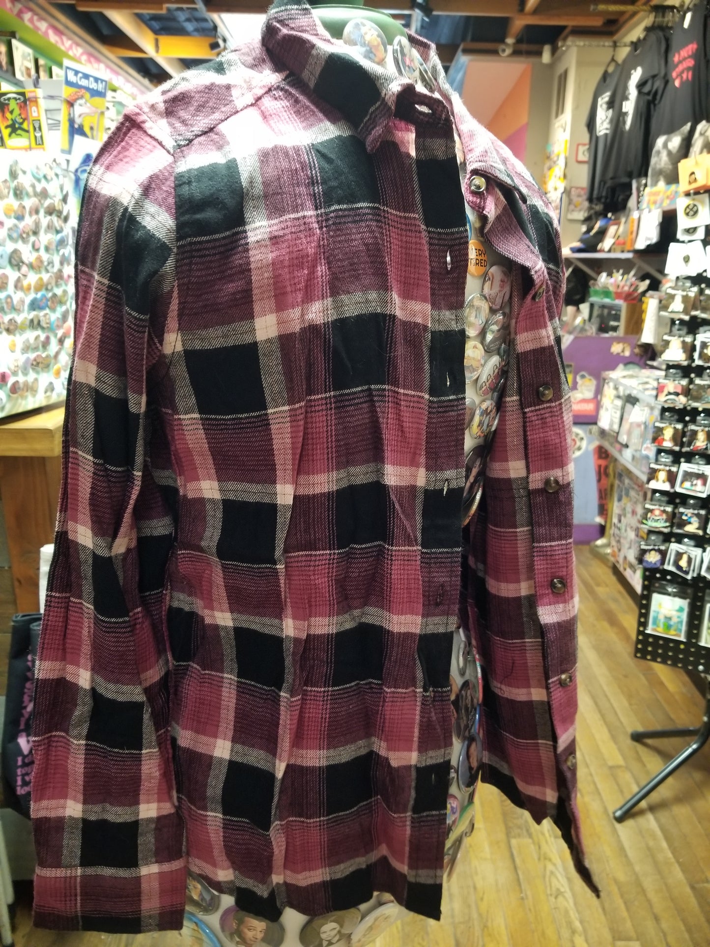 Let's Go Girls Customized Upcycled Plaid Long Sleeved Shirt