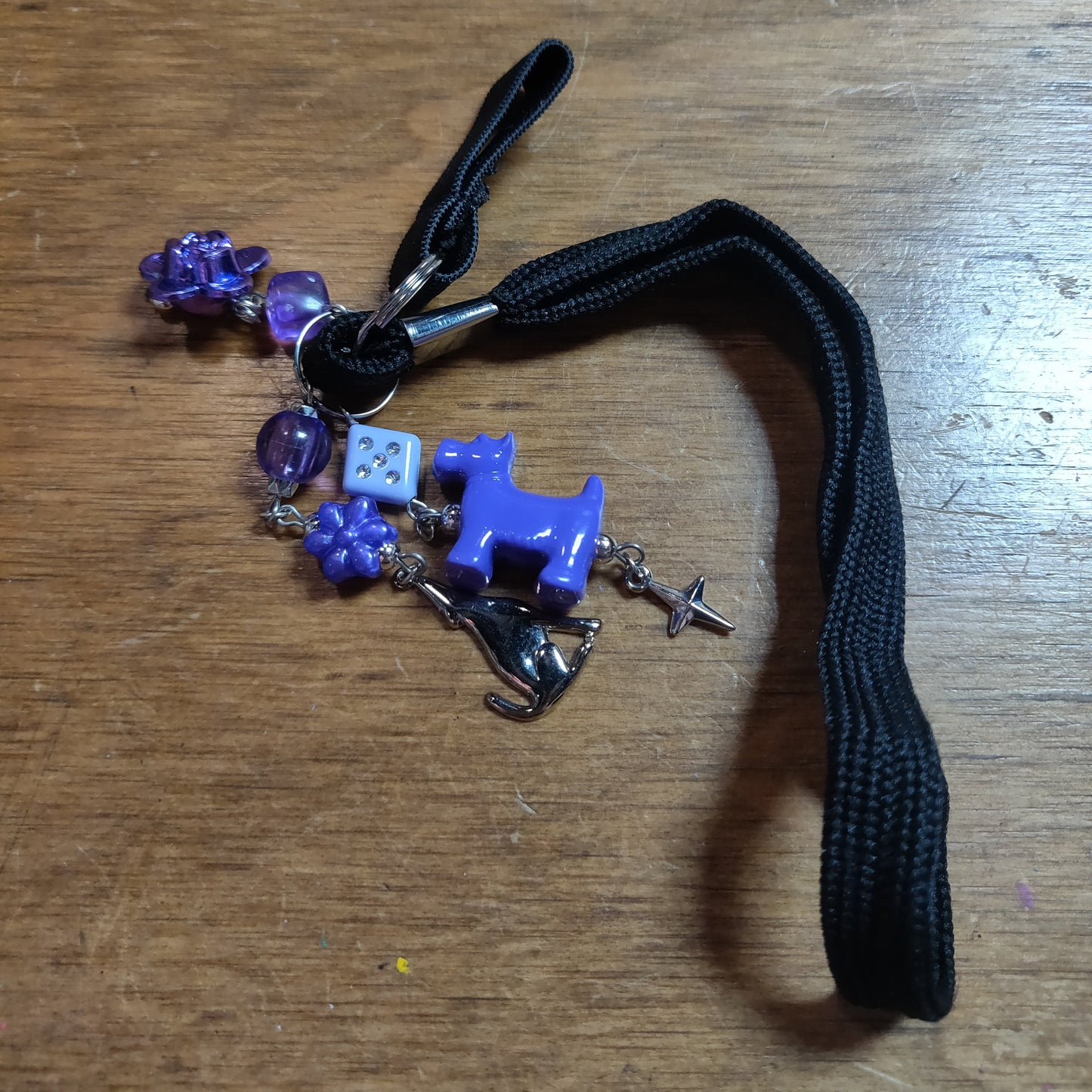 Purple Charms (Dog, Dice, Beads, etc) Beaded CANE CHARM by Skullduggery Studio