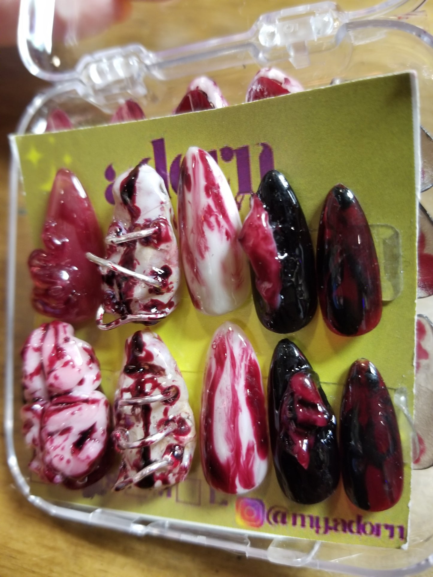 Bloody Bits Hand-painted Acrylic Press On NAiL SET by Adorn Nails
