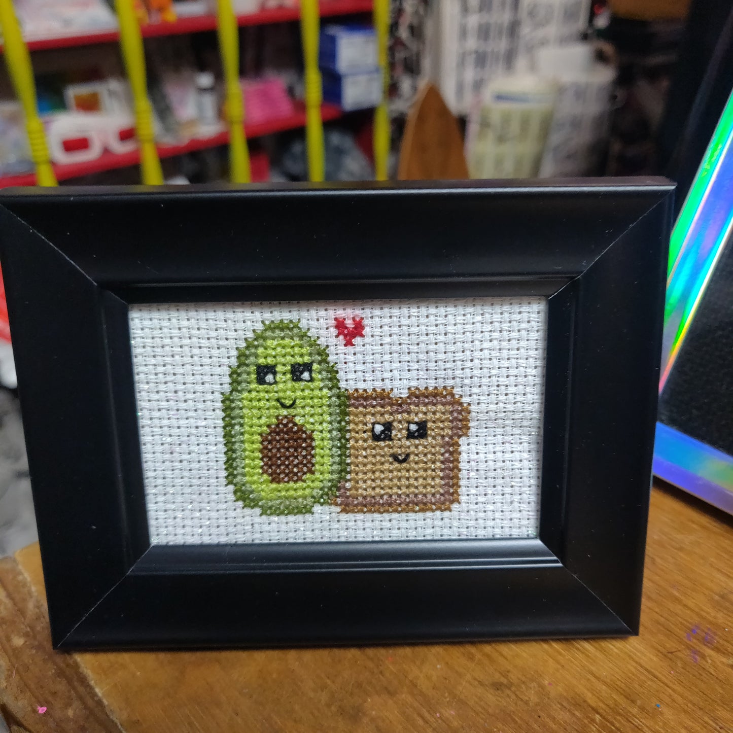 Avocado Toast Framed Cross-Stitch
