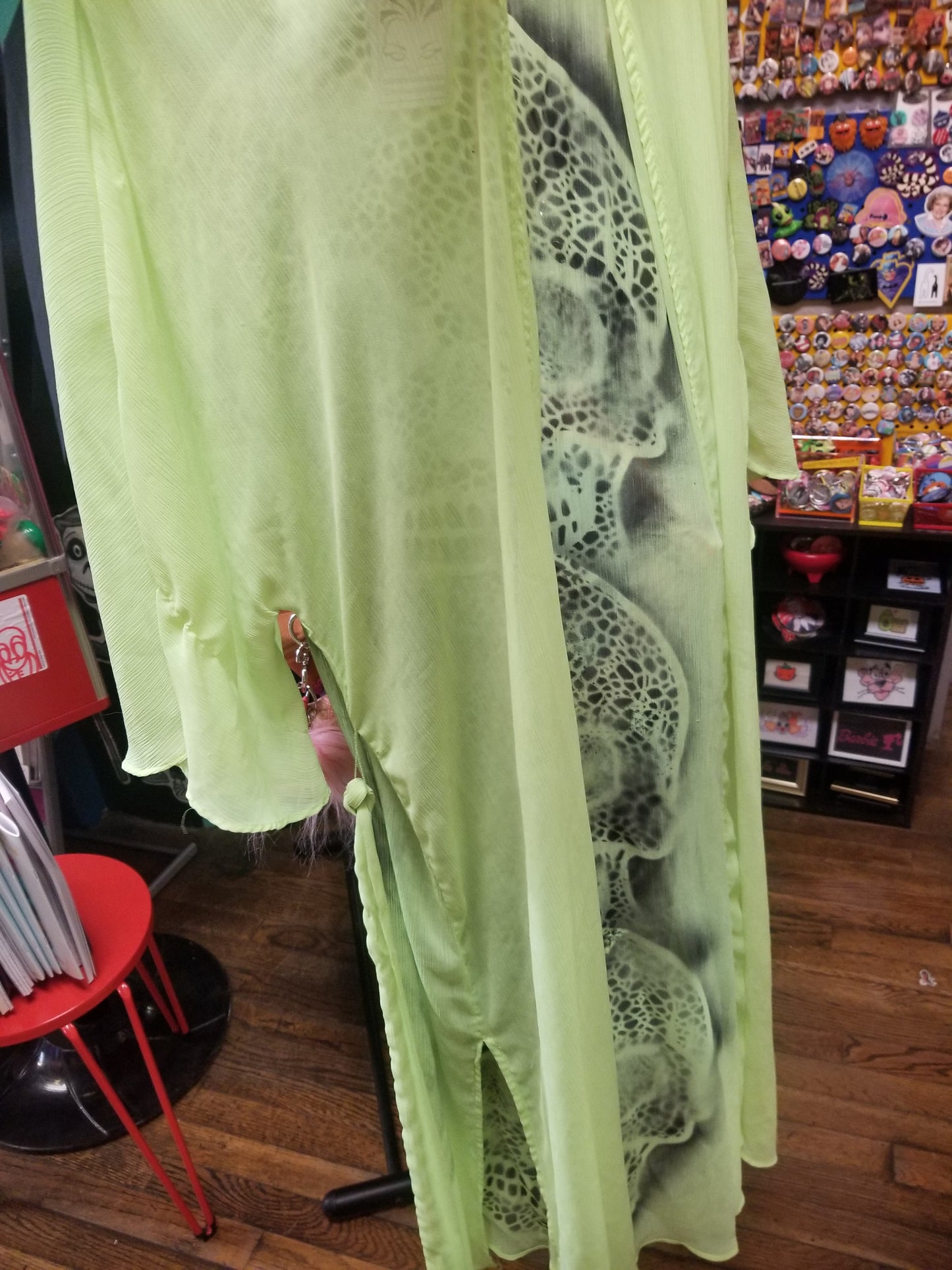 Triple Skull Upcycled Neon Yellow LONG SLEEVE COVER UP