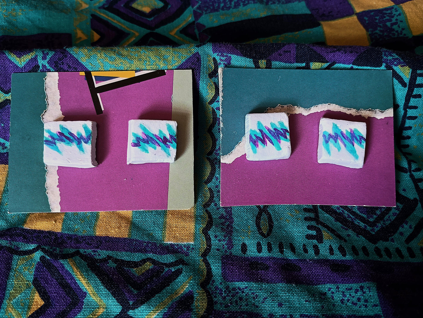 Retro Cup Pattern Clay Post EARRINGS