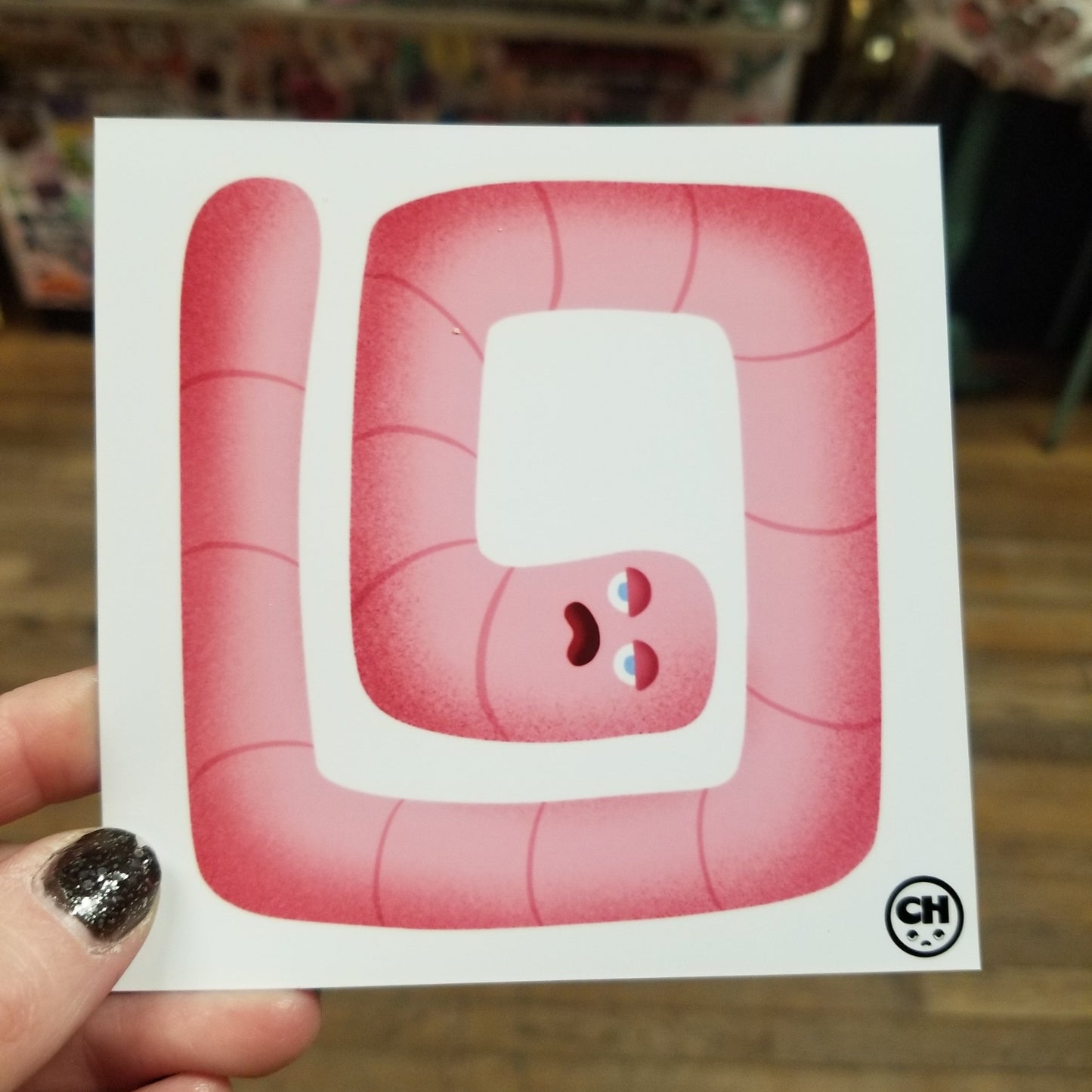 Little Worm 4'x4' PRINT by One Dumb Shop