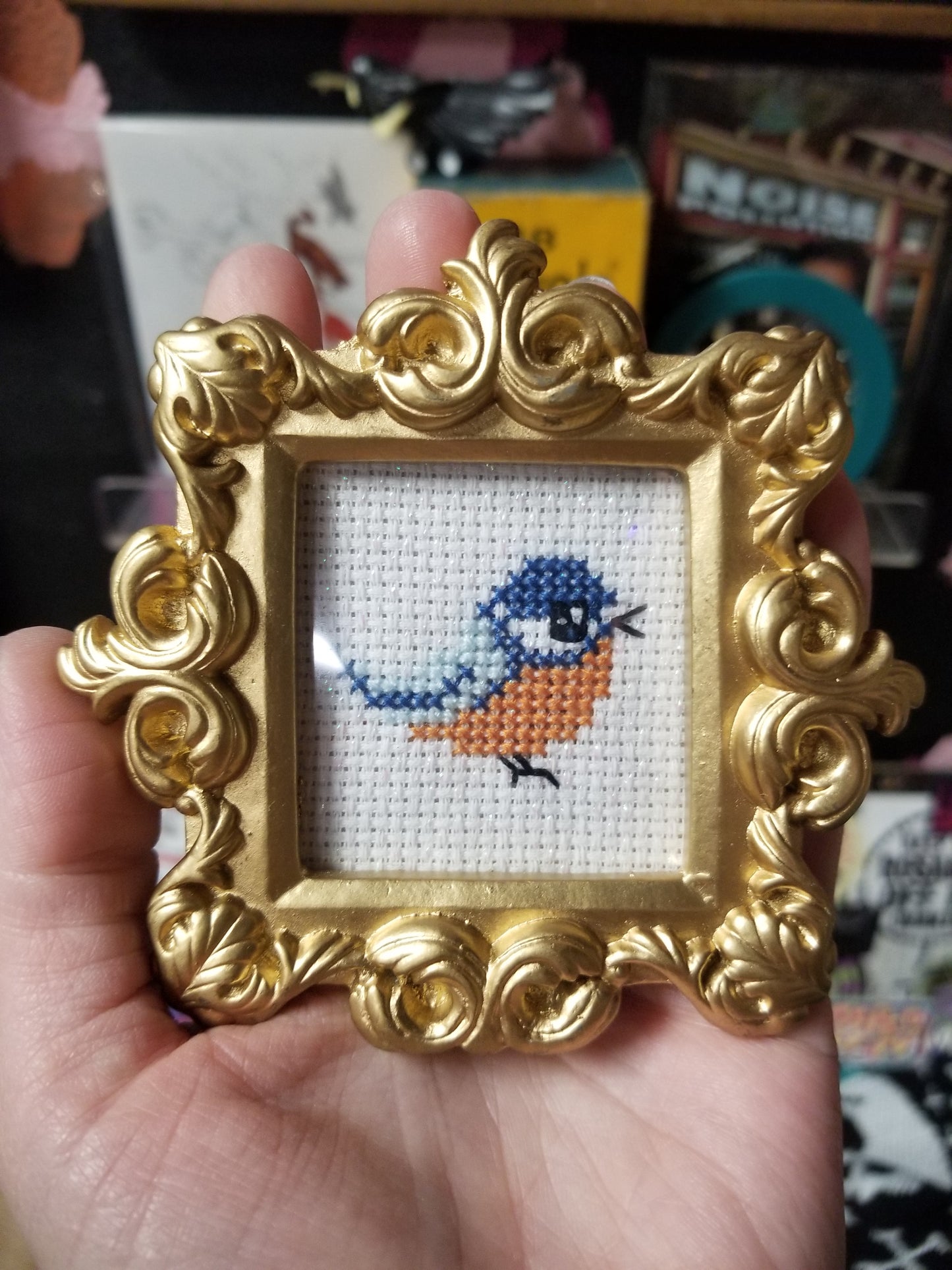 Birdie Framed Cross-Stitch