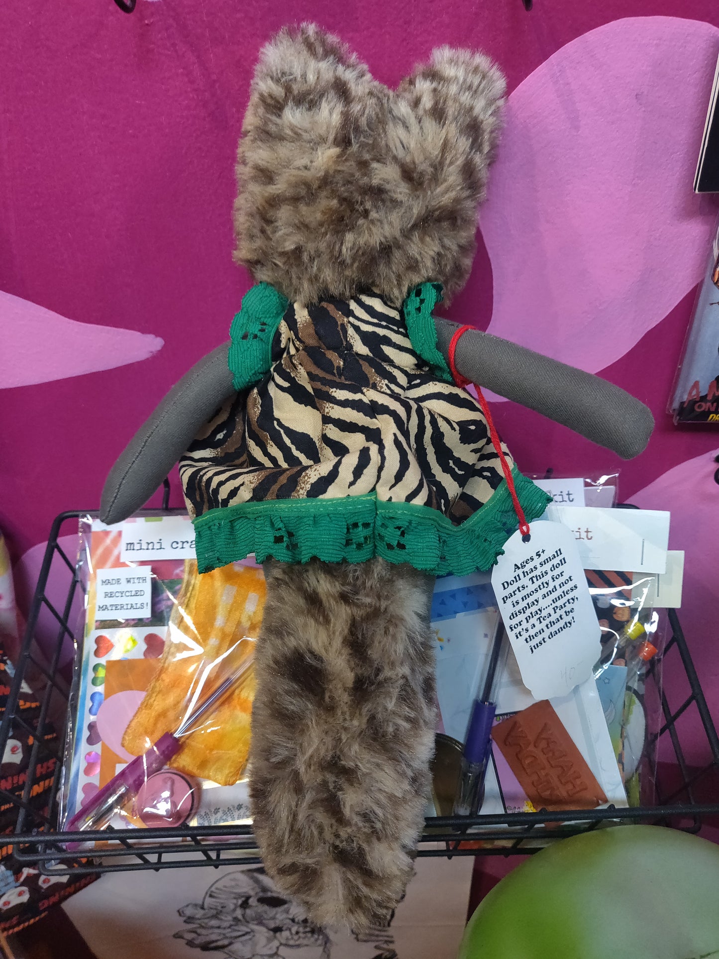 Little Darlings Handmade DOLL with Furry Hat and Tail