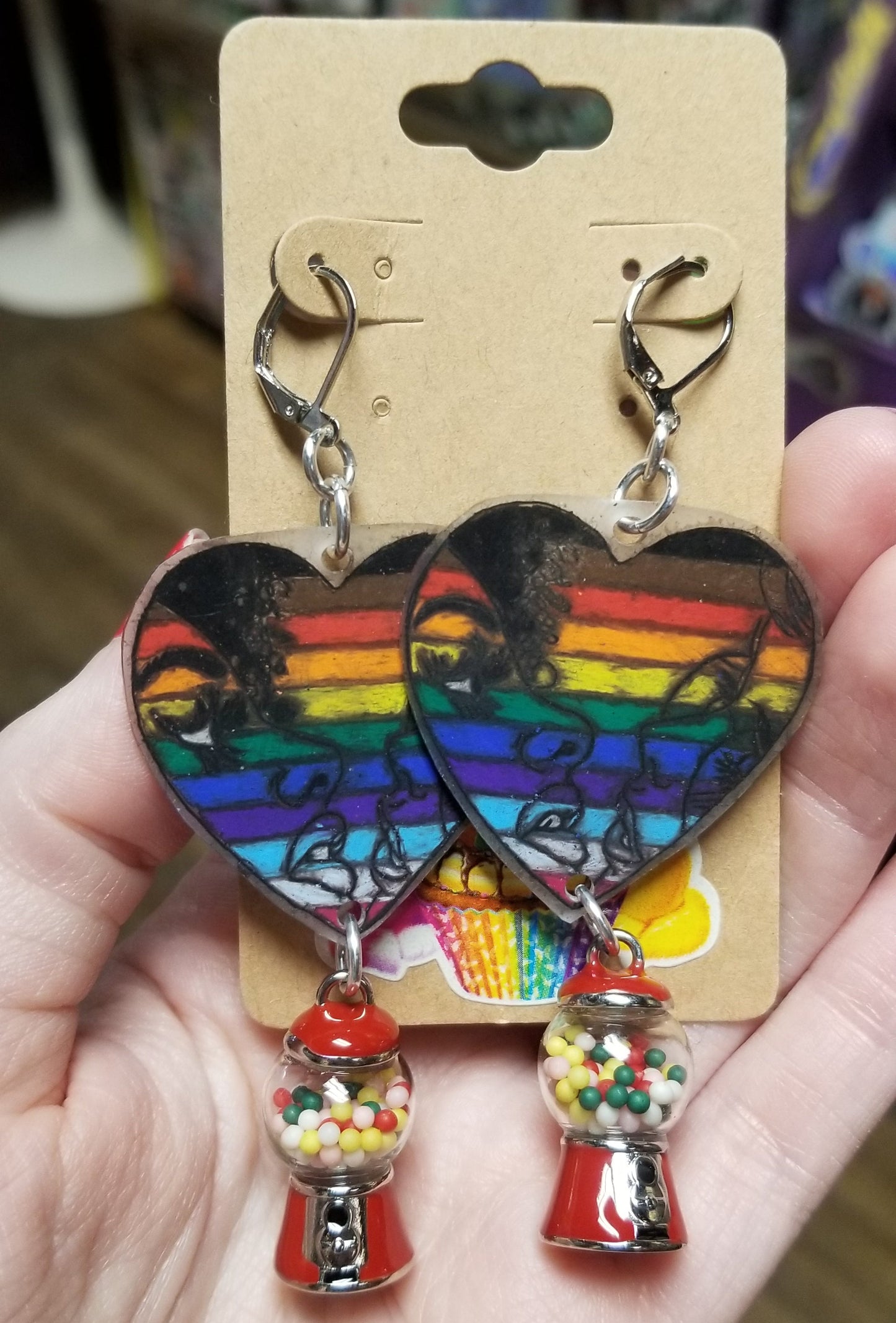 Pride Hearts and Gumballs EARRINGS by ThEm's