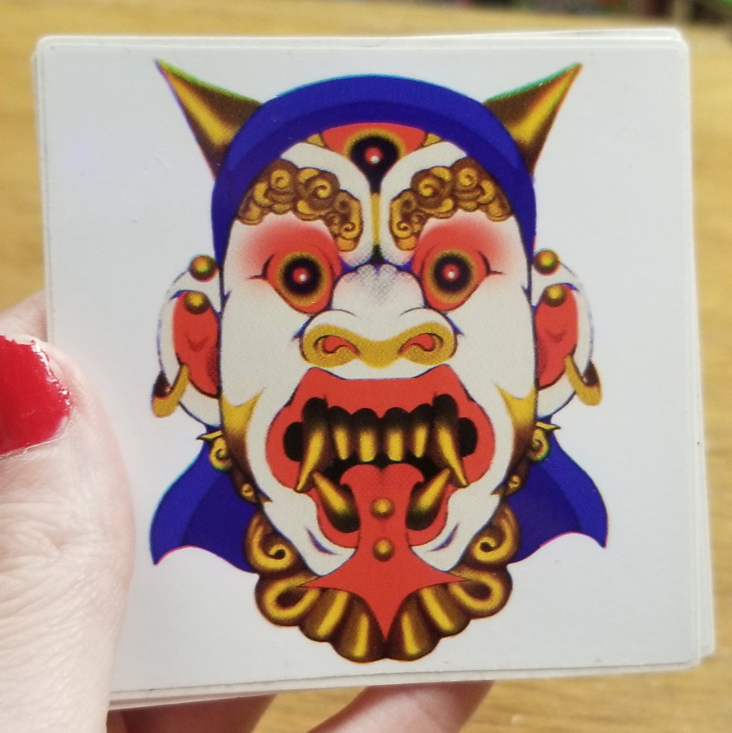 Red Blue Gold Mask STICKER