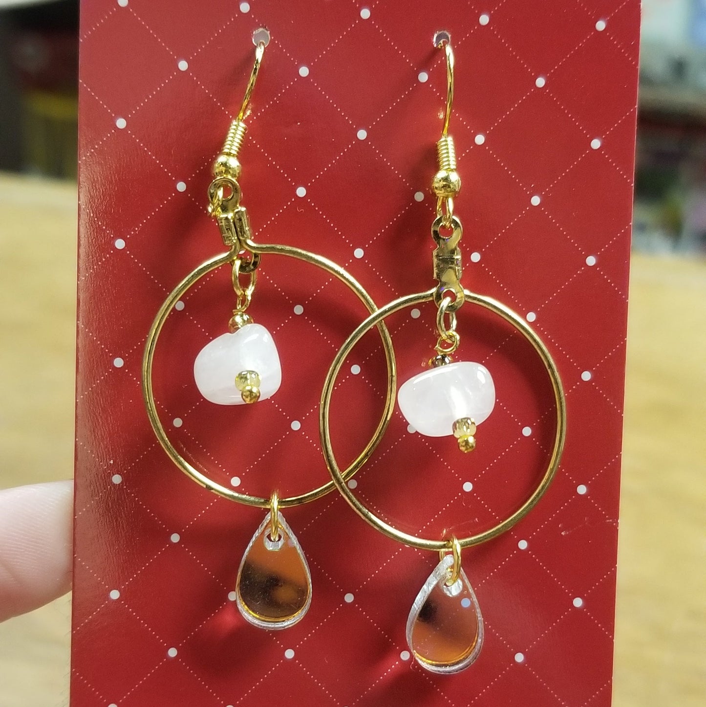 Gold Hoops Teardrops & Stones EARRINGS by Skullduggery Studio
