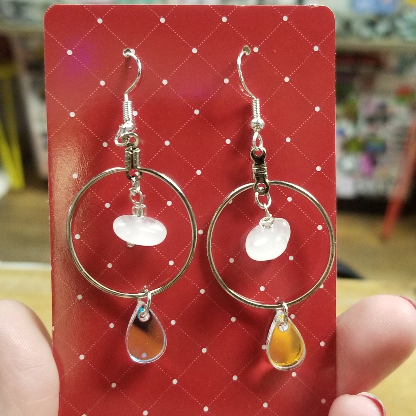 Silver Hoops Teardrops & Stones EARRINGS by Skullduggery Studio