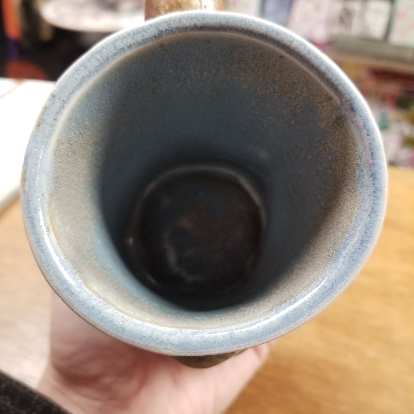 Tan with Blue Flowers Ceramic Beeb Head MUG