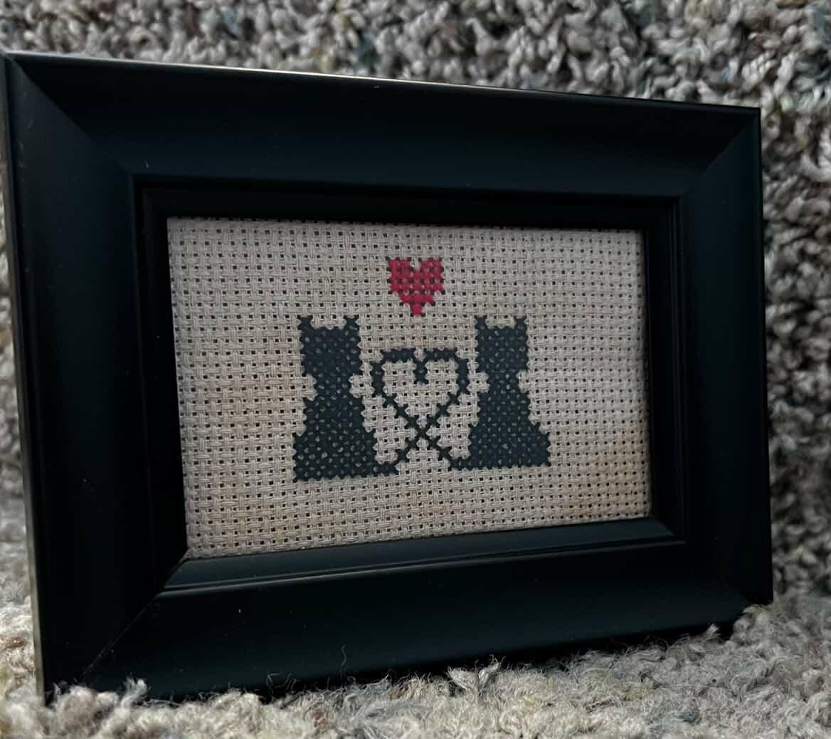 Cats In Love Framed Cross-Stitch