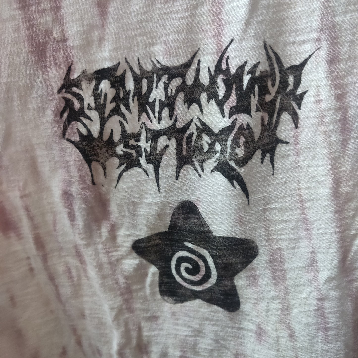Start Over Studio with Swirly Stars Upcycled Short Sleeve Shirt by Start Over Studio