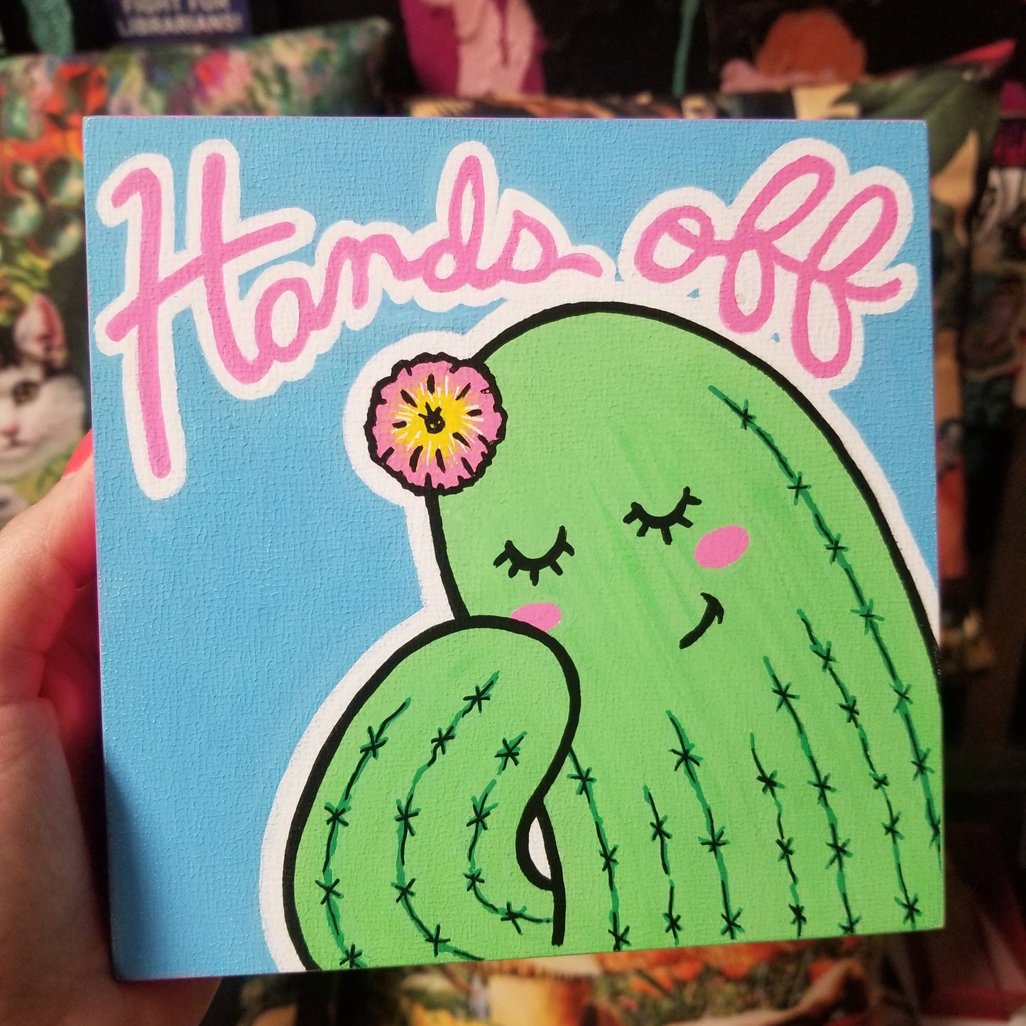 Hands Off Cactus Painting by @draculadco
