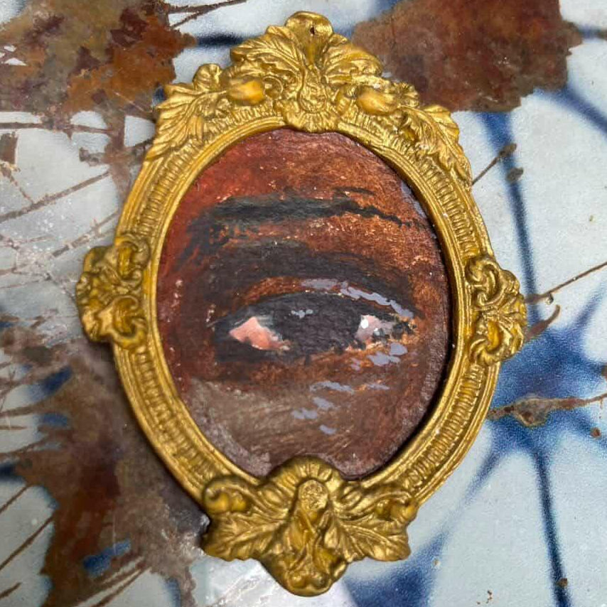 Eye Oval Gold Frame Small Framed Original PAINTING