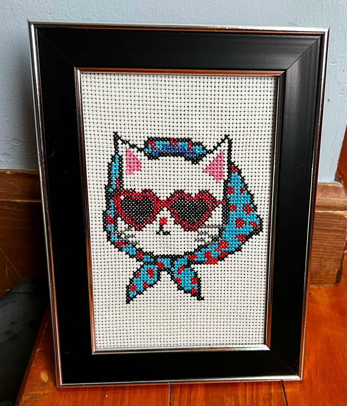 Cat Divorcee Framed Cross-Stitch