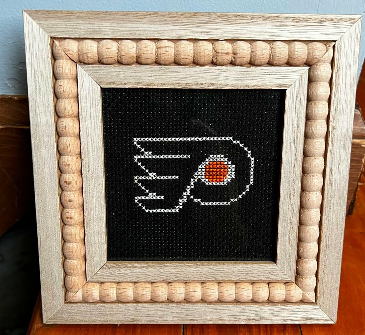 Philly Hockey Framed Cross-Stitch