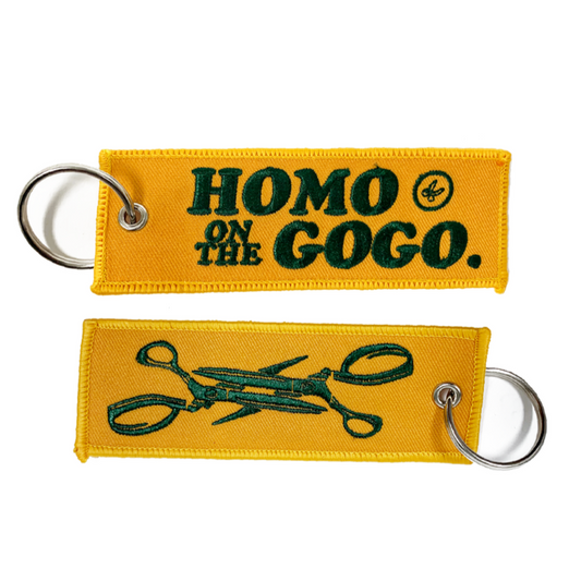 Homo on the Gogo Gold Fabric KEYCHAIN