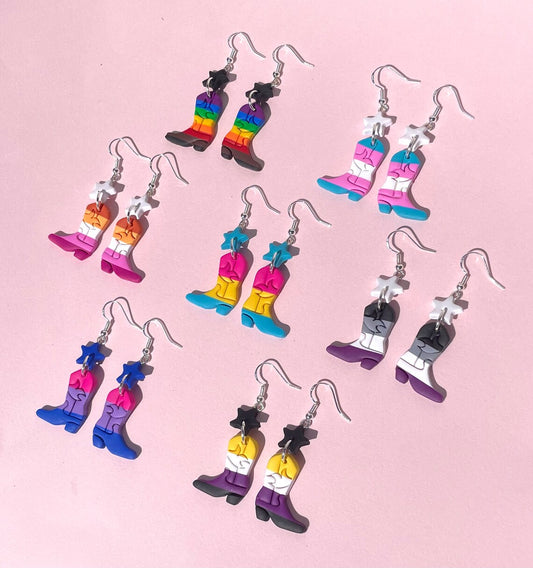 Queer Pride Flag Boots EARRINGS by Gay Clay