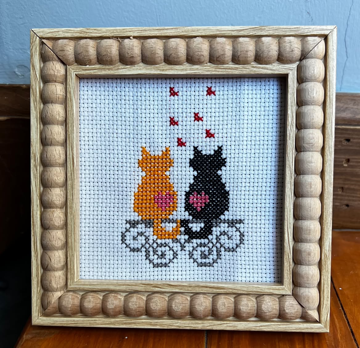 Cats In Love Framed Cross-Stitch