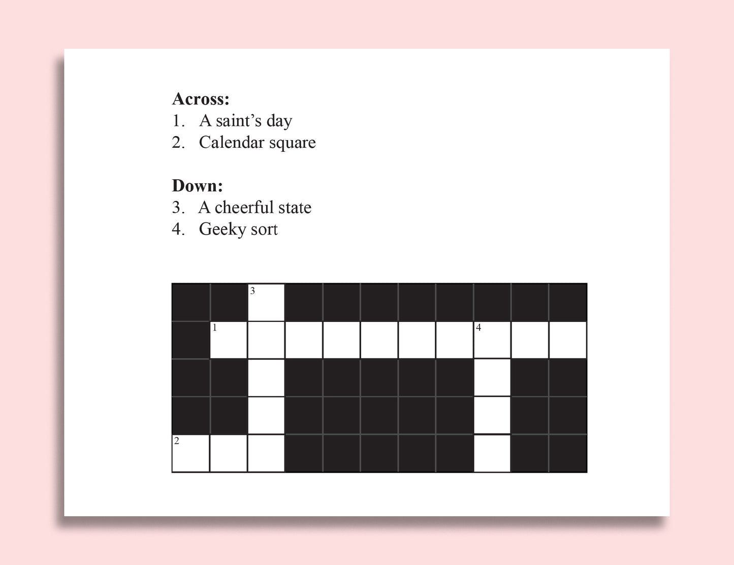 Happy Birthday Crossword CARD