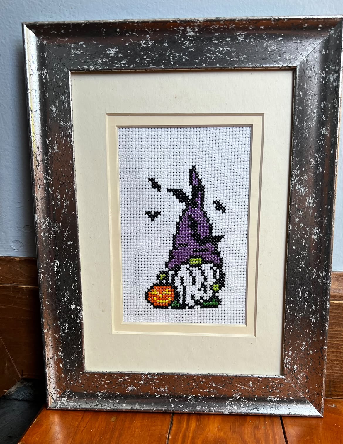 Halloween Gnome Framed Cross-Stitch