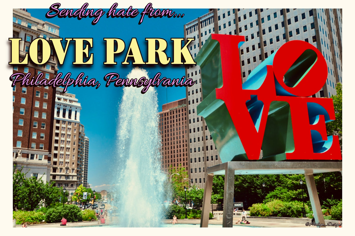 POSTCARD Sending Hate from LOVE Park