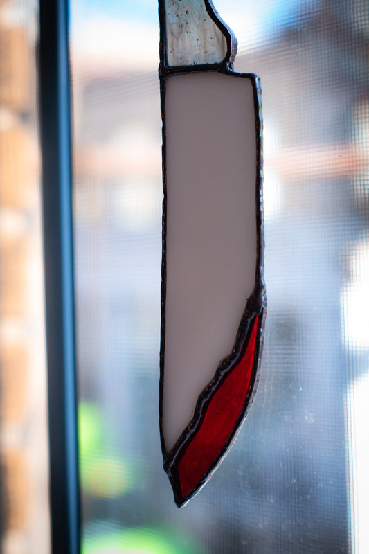 Bloody Knife HANGING STAINED GLASS
