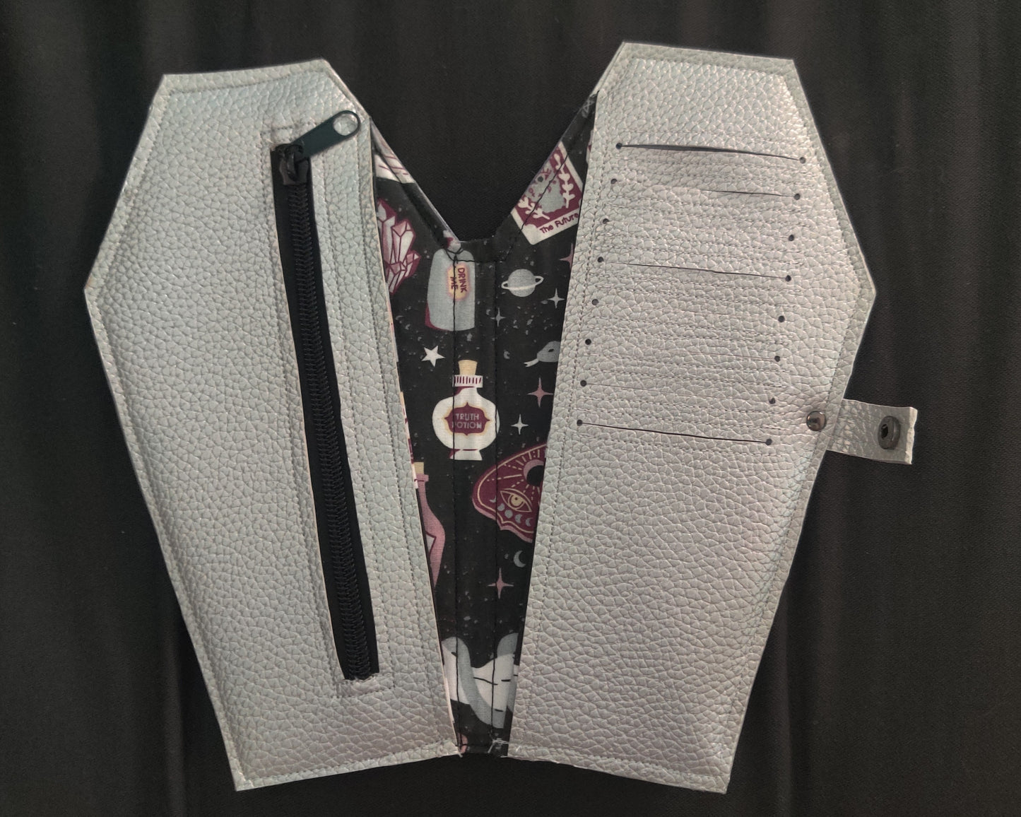 Large Silver Witch Coffin WALLET